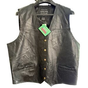 Italian Stone Design Vest NWT Biker Genuine Leather Navarre Leather Co., XL
